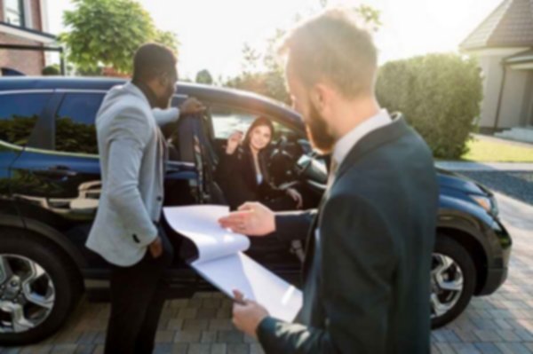 Person reading a rental contract